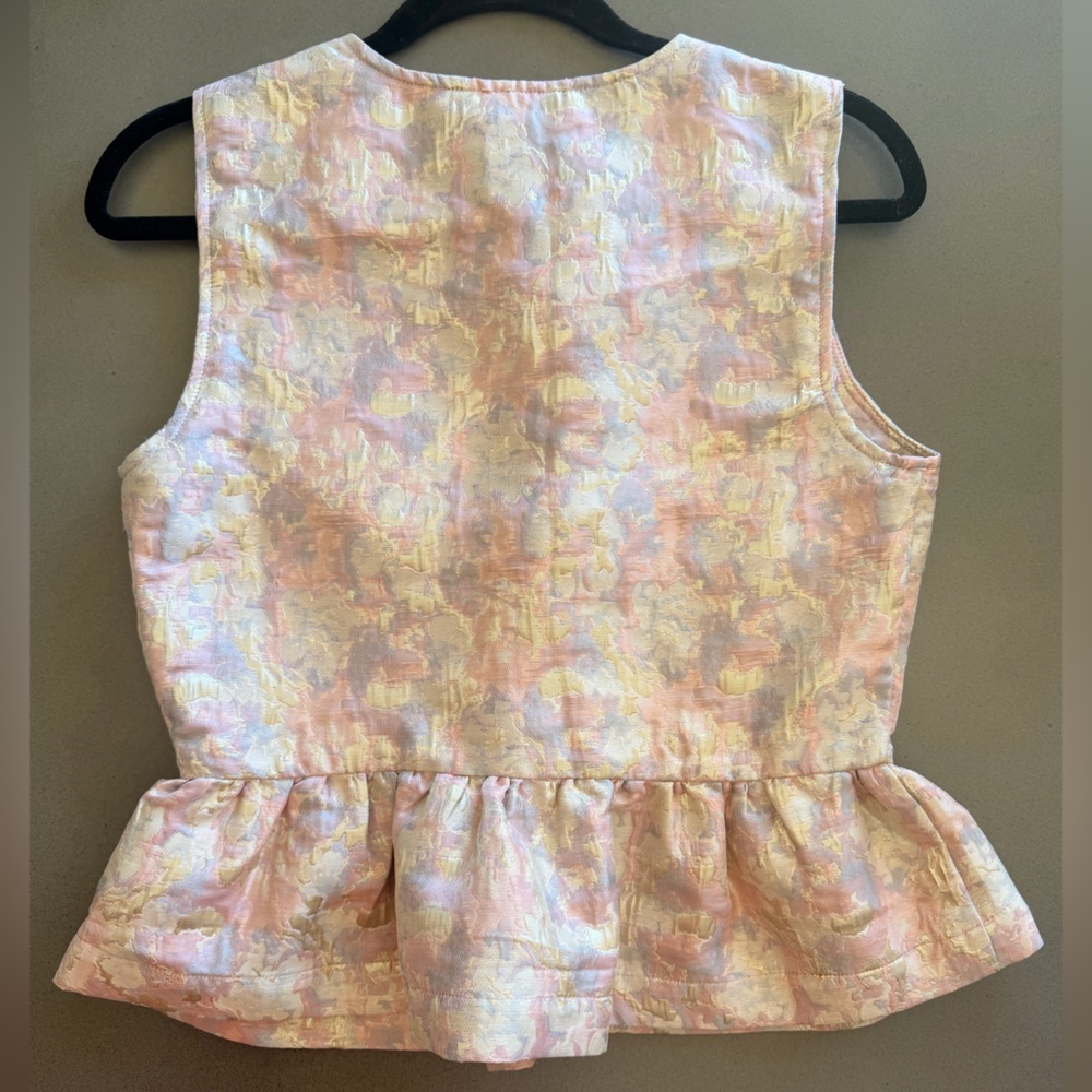 Pastel Peplum Tie Top with Bow Accents | Size Small | NWT - Picture 2 of 2